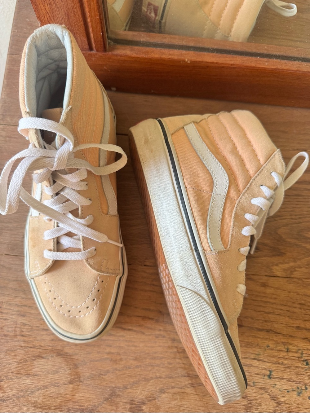 Women’s High-Top Suede Sneakers in Peach